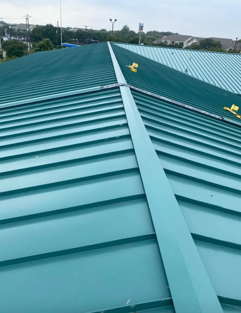 Green commercial metal roof ridge and valley for Metal Roof Repair in Marina del Rey